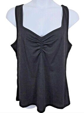 Torrid Women's Size 2 2X 18/20 Seamless Scoop Neck Ruched Tank Top Black NWT